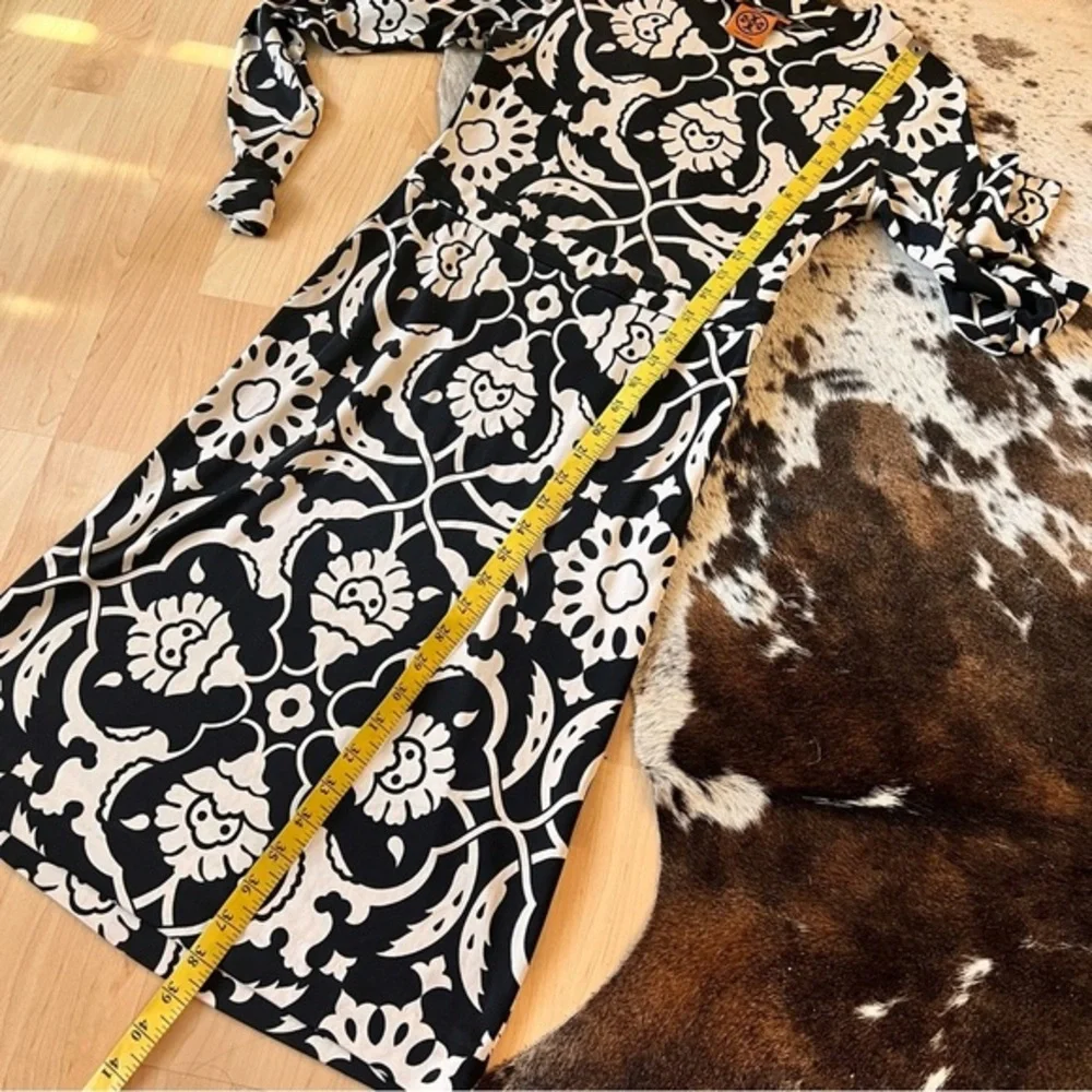 TORY BURCH Printed Black‎ White Silk Dress Women Size Small